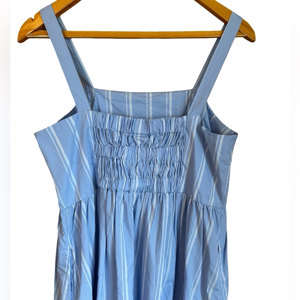 a new day 100% Cotton Blue Striped Sleeveless Sundress Midi Dress M - Picture 4 of 8